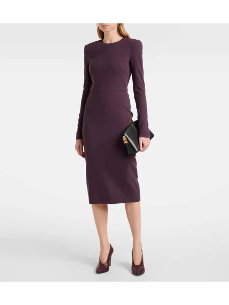 Rochie midi Victoria Beckham de lână până la genunchi de costum violet