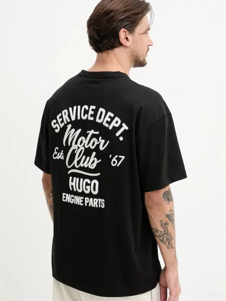 Hugo Blue póló férfi nyomott mintás fekete
