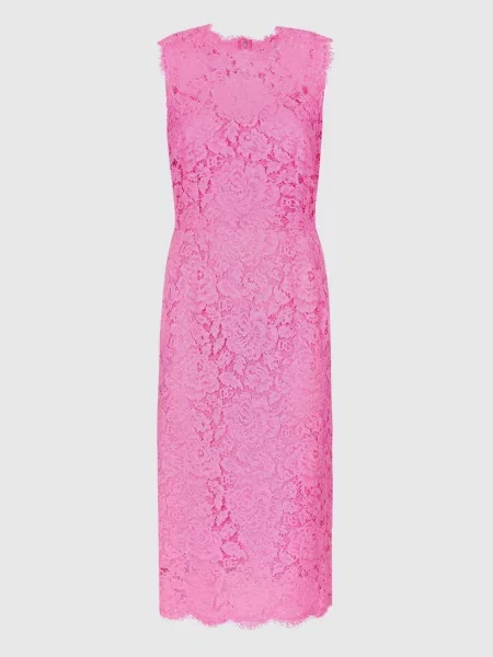 Сукня міді з мережива Dolce&gabbana рожева