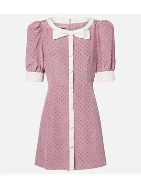 Rochie Alessandra Rich cu funde de mătase cu buline roz