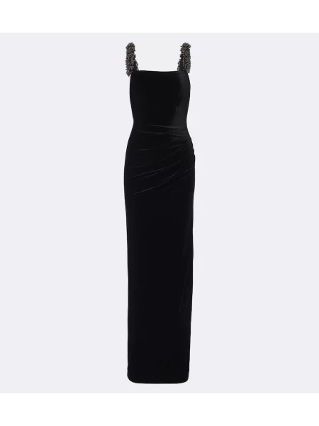 Rochie Self-portrait de catifea drapată negru