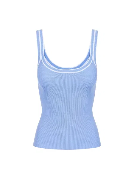 Top Iceberg na ramiączkach ze stretchu niebieski
