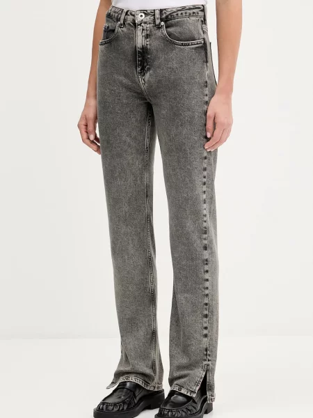 Дънки Karl Lagerfeld Jeans с висока талия сиво