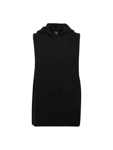 Dzianinowa kamizelka Rick Owens z kapturem czarna
