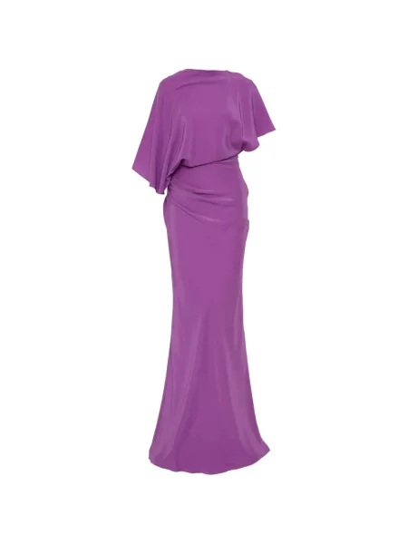 Rochie maxi Christopher Esber drapată cu spatele deschis violet