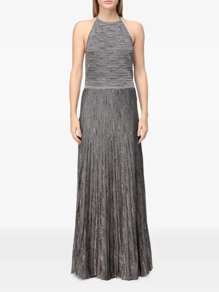Дълго рокля Missoni с гол гръб сиво