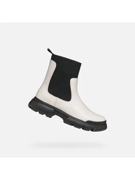Geox Cizme J Junette Girl M Écru negru