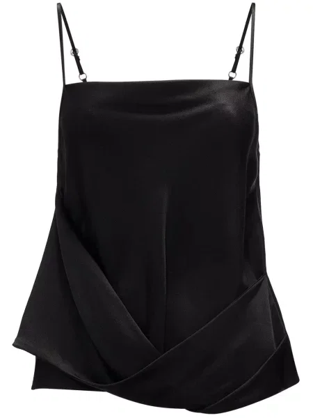 Top Jw Anderson din satin drapat negru
