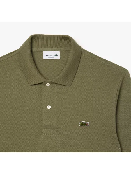 Lacoste Polo Klasyczny Krój Długi Rękaw Khaki zielony