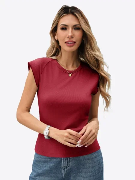 Imily Bela Tricou burgundy roșu