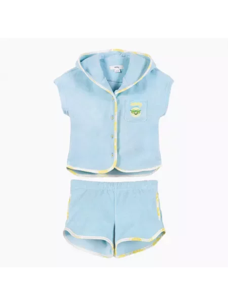 Komplet dziecięcy KID STORY Frotowy z Bawełny Organicznej Koszula i Spodenki blue sky niebieska