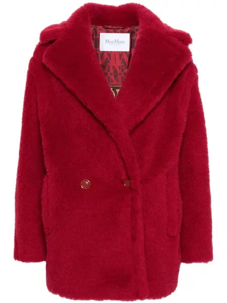 Palton Max Mara teddy scurt roșu