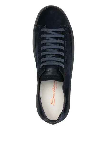 Sneakerși Santoni cu șireturi din piele de căprioară albastru
