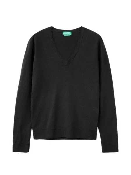 Pulover Benetton cu decolteu în V negru
