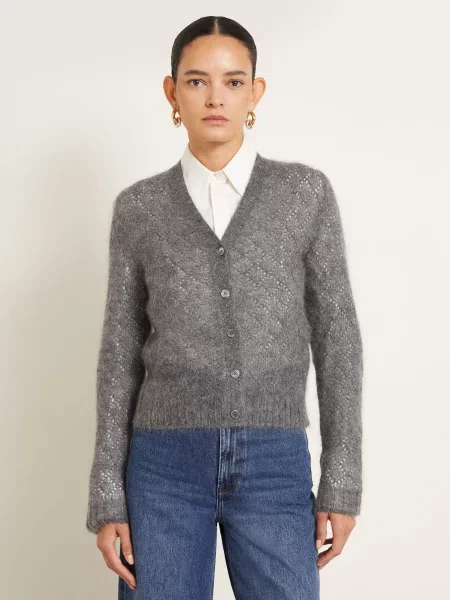 Jil Sander Pletený Svetr S Mohérem A Hedvábím šedá