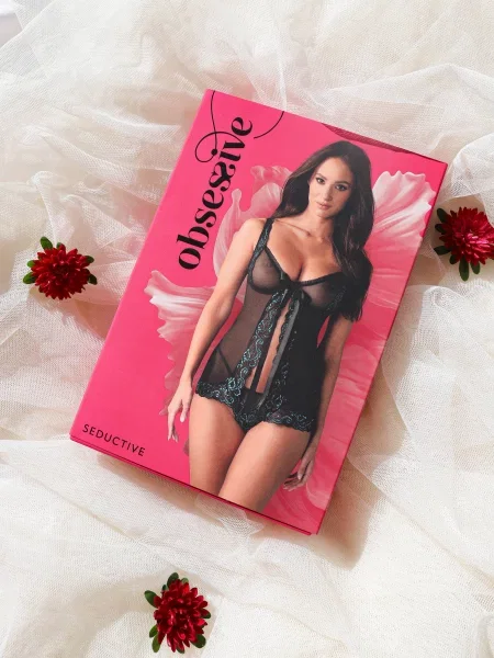 Комплект: бэби-долл и трусики Комплект_Obsessive_Amanta_babydoll чорний