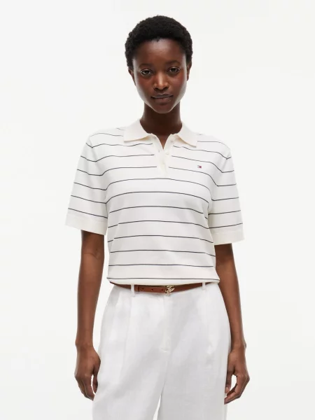 Tommy Hilfiger koszulka polo z dzianiny Kobiety biały|wielokolorowy S biała