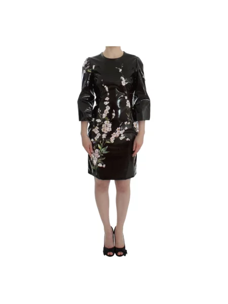 Sukienka koktajlowa Dolce And Gabbana elegancka w kwiatki czarna