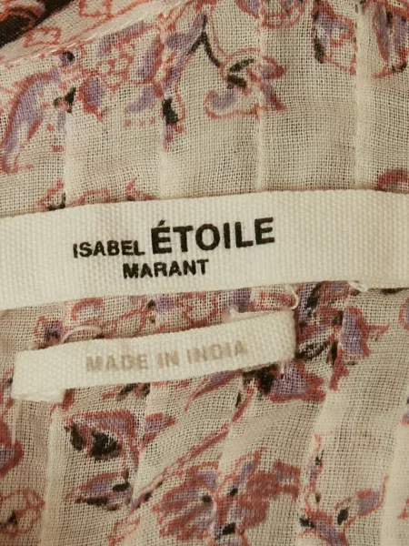 Плисирана миди рокля Marant Etoile на цветя с принт розово