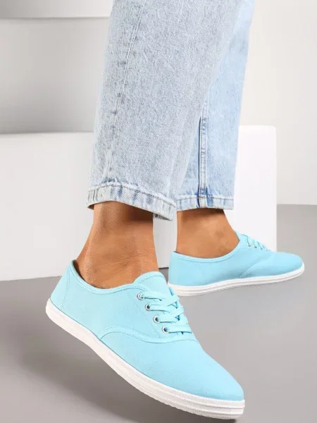 Tenisi bleumarin clasici cu șireturi pe talpă plată Efona albastru