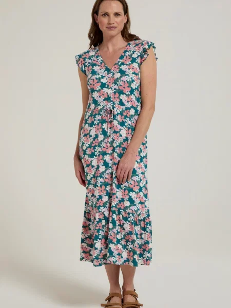 Cyprus warstwowa sukienka z falbaną Green