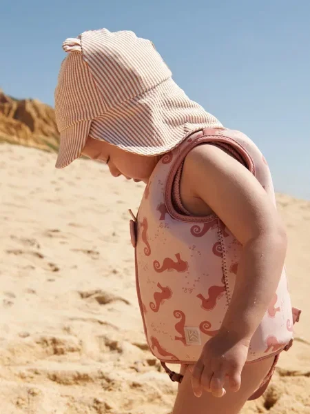 Liewood Dětská baseballová čepice Senia Seersucker Sun Hat With Ears oranžová