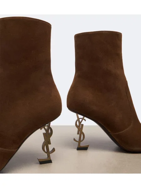 Cizme scurte Saint Laurent din piele de căprioară maro