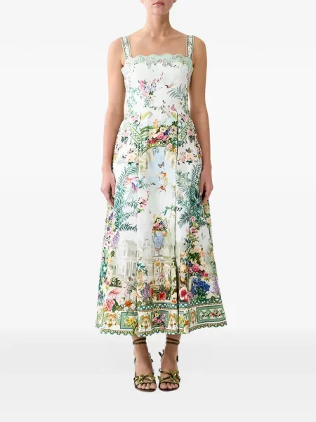 Rochie midi Camilla cu model floral cu imagine alb