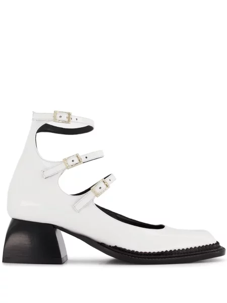 Pantofi cu toc Nodaleto din piele de lac alb