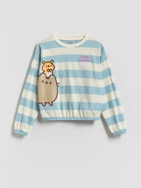 Reserved Pruhovaná halenka Pusheen bleděmodrá