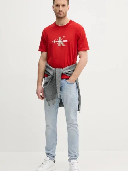 Calvin Klein Jeans kratka majica rdeča