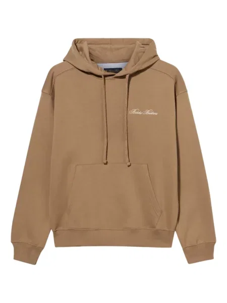 Mikina s kapucí Brooks Brothers s výšivkou hnědá