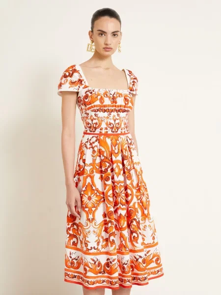 Dolce & Gabbana Šaty oranžová bílá