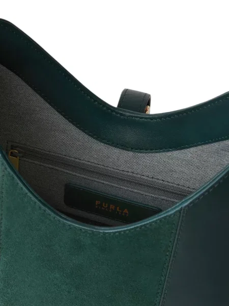 Geantă Furla din piele de căprioară verde