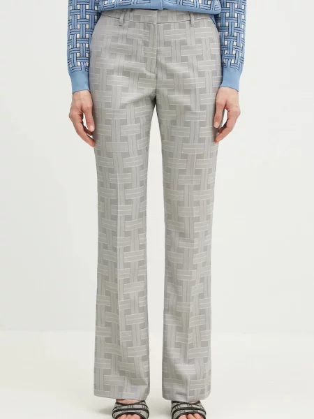 Kenzo pantaloni de lână femei evazati high waist gri