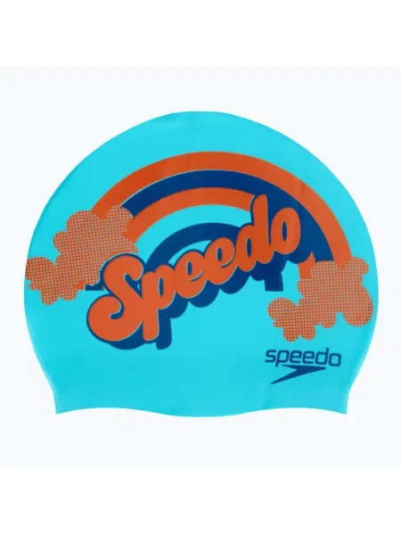 Speedo Детска шапка за плуване с надпис Speedo Slogan Print синя/насинена синьо