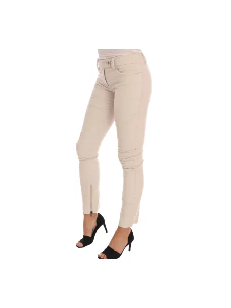 Skinny jeansy skinny Ermanno Scervino o skróconej długości beżowe