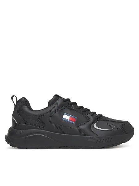 Bőr sportcipő Tommy Jeans fekete