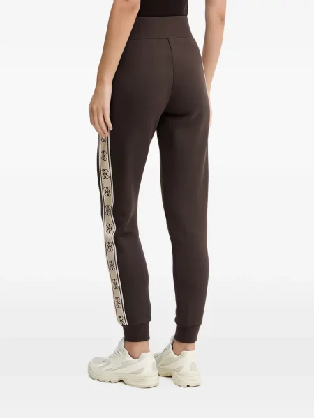 Pantaloni Guess alergare cu autograf maro
