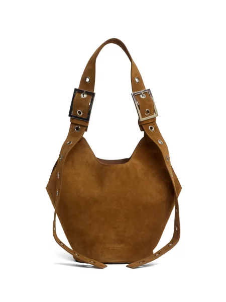 Geantă bucket Dondup din piele cu bretele reglabile cu bretele maro