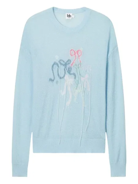 Дълго пуловер B+ab с панделка синьо