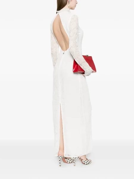 Maxi rochie maxi Rotate Birger Christensen din dantelă de costum alb