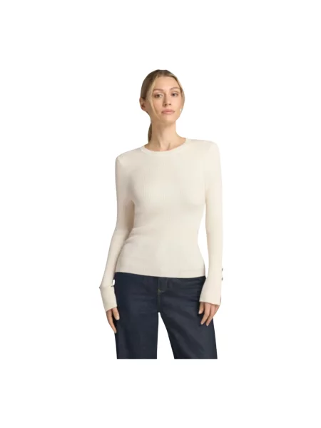 Bluzka z długim rękawem o kroju slim fit z mieszanki model Ellie' Guess beżowa