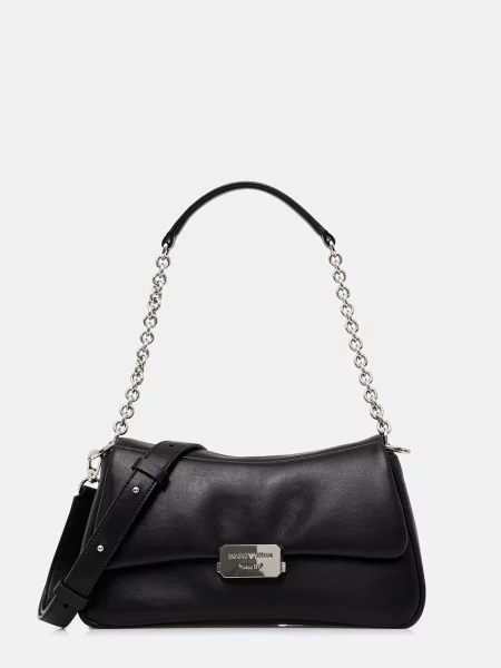 Kožená kabelka Emporio Armani černá