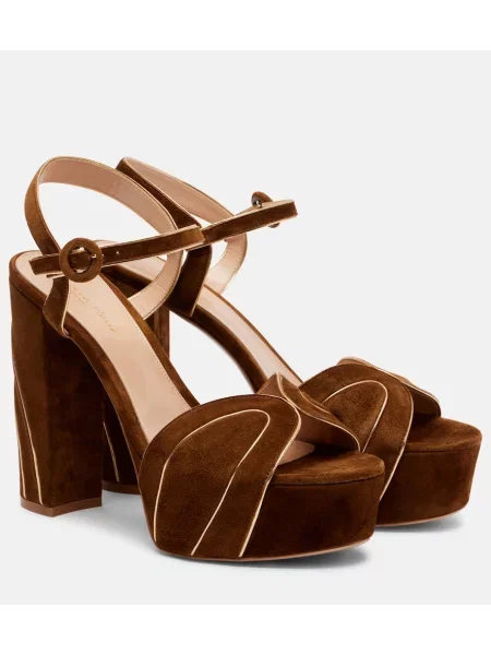 Sandale Gianvito Rossi din piele de căprioară cu platformă maro
