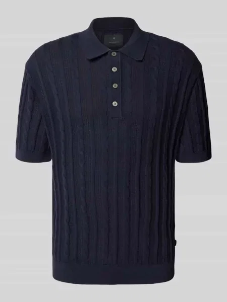 Koszulka polo z imitacji dzianiny model ‘MASON’ Jack & Jones Premium granatowe