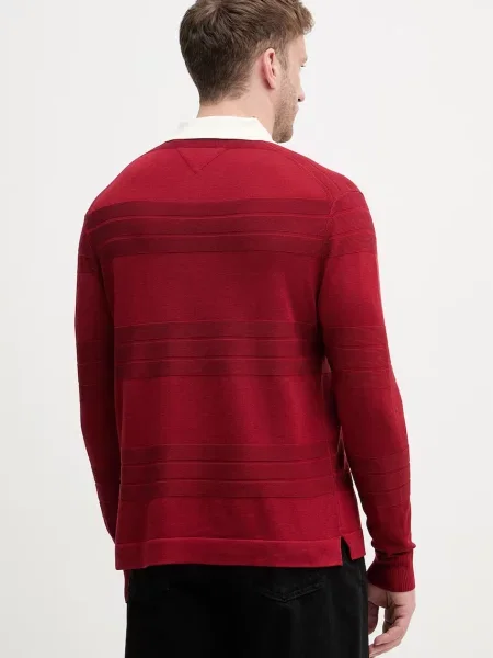Tommy Hilfiger sweter z bawełną bordowy
