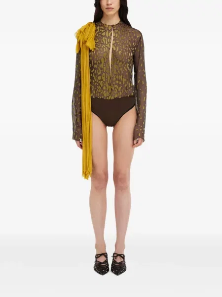 Body Ferragamo cu model floral maro