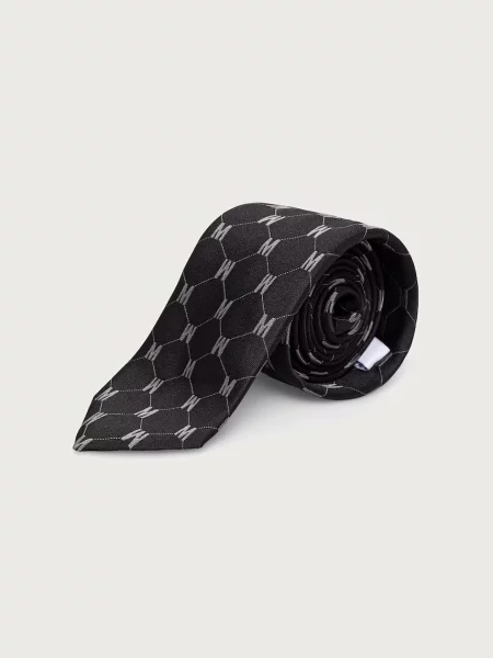 Moschino cravată pentru bărbați de mătase negru