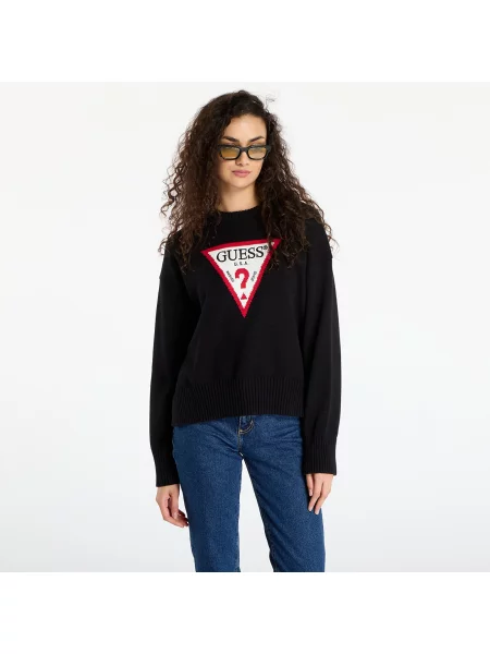 Sweter Guess Jeans Ls Cn Big Triangl Black M czarne